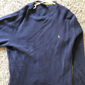 Ralph Lauren Long Sleeve Waffle-Knit Shirt - Navy